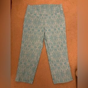 Women’s turquoise & white jacquard print pant